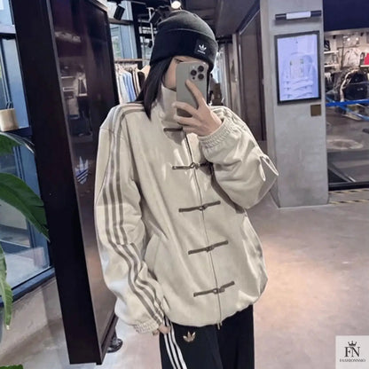 Button Stripes Chinese Jackets - Fashionnsio