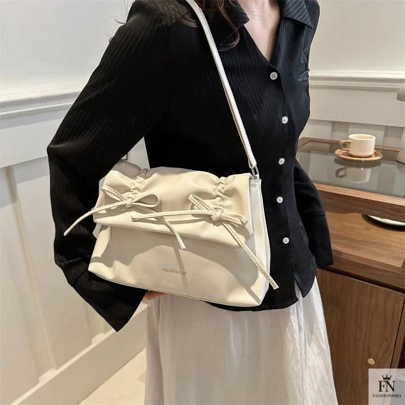 Drawstring Bow Shoulder Bags - Fashionnsio