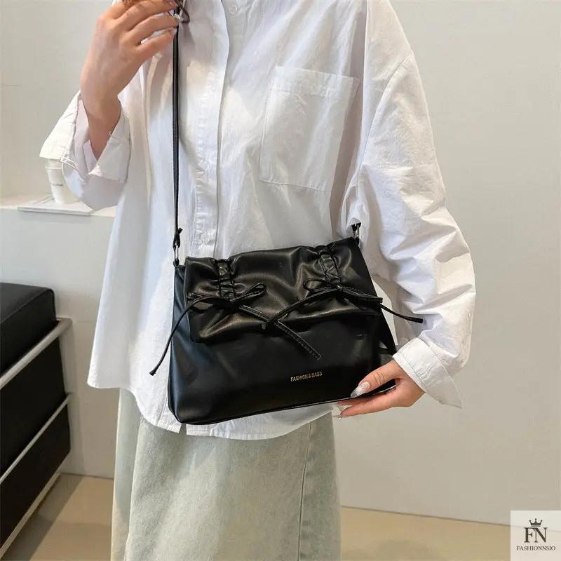 Drawstring Bow Shoulder Bags - Fashionnsio