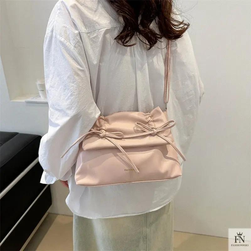 Drawstring Bow Shoulder Bags - Fashionnsio