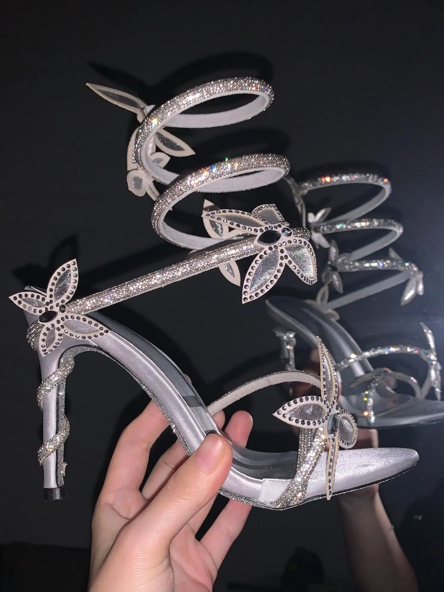 Butterflies Crystal Strap Heel