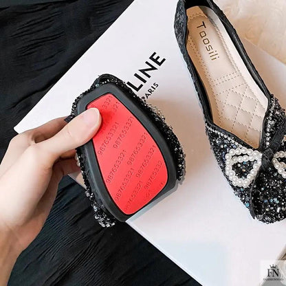 Cinderella Pearl Bow Flats - Fashionnsio