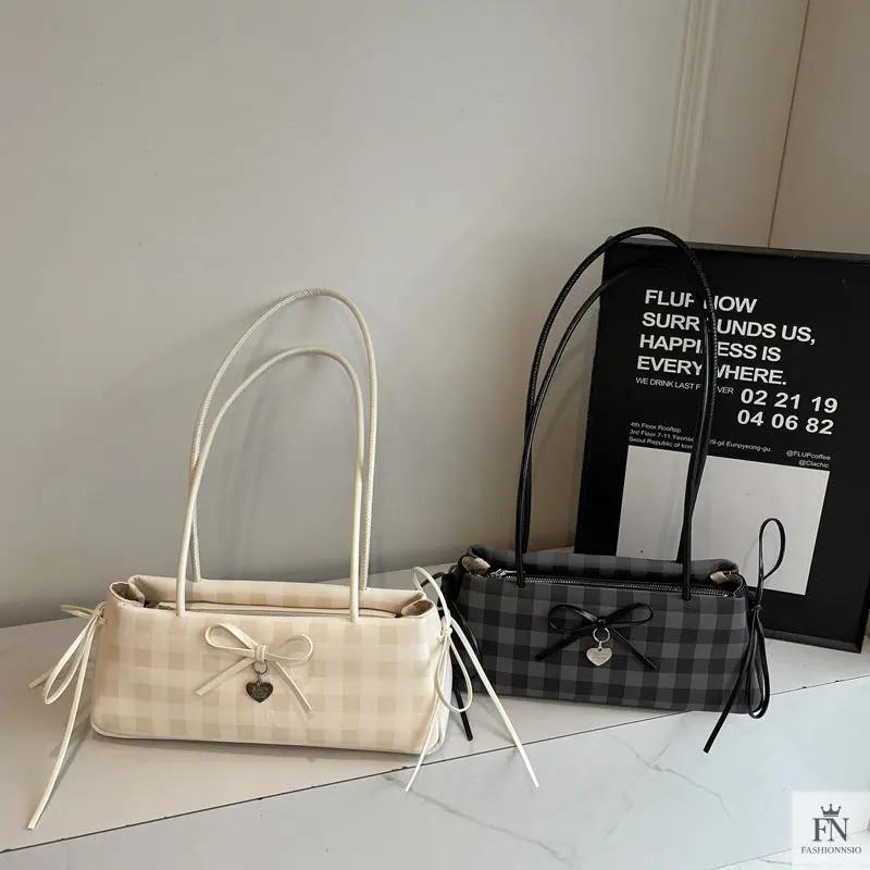 Plaid Bowknot Shoulder Bags - Fashionnsio