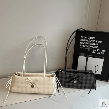 Plaid Bowknot Shoulder Bags - Fashionnsio