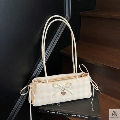 Plaid Bowknot Shoulder Bags - Fashionnsio