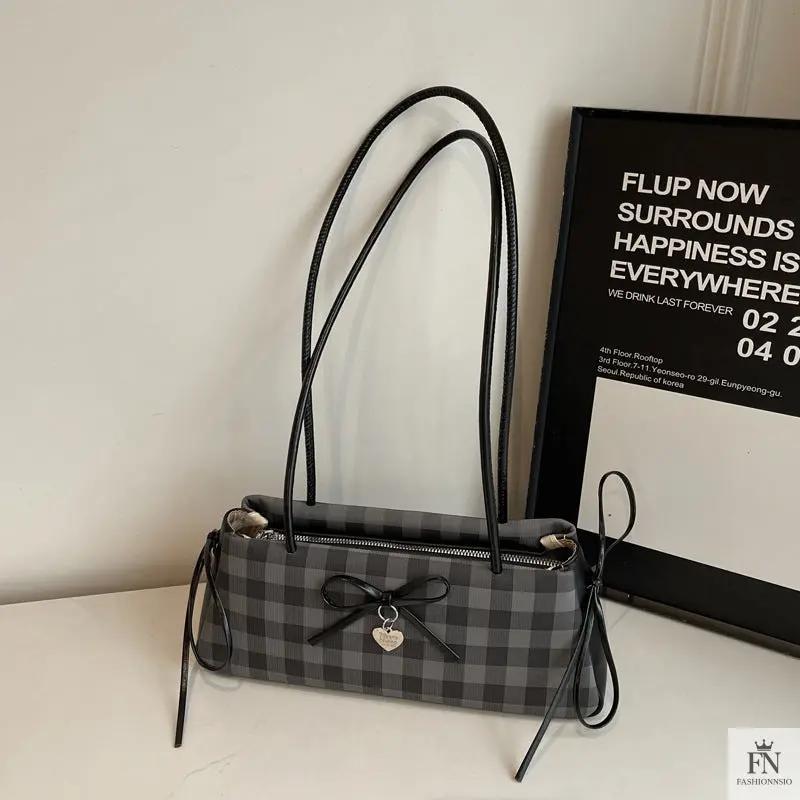 Plaid Bowknot Shoulder Bags - Fashionnsio