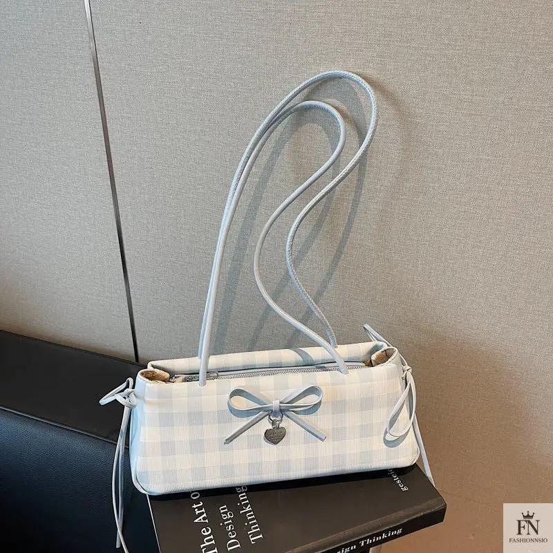 Plaid Bowknot Shoulder Bags - Fashionnsio