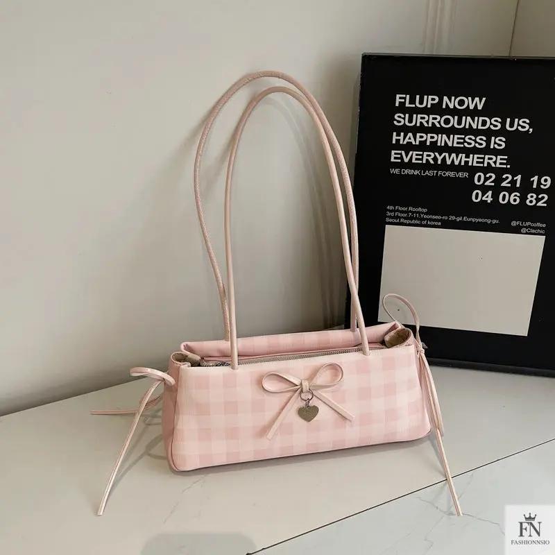 Plaid Bowknot Shoulder Bags - Fashionnsio