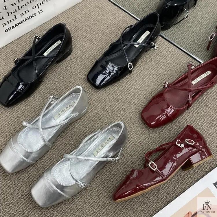 Cross Strap Mary Jane Flats - Fashionnsio