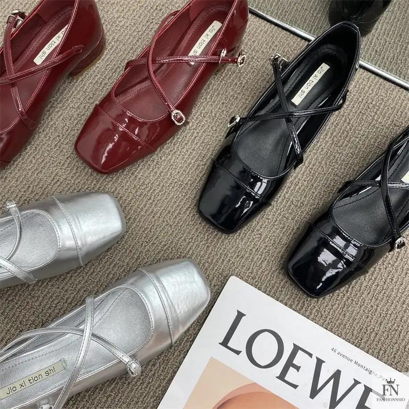 Cross Strap Mary Jane Flats - Fashionnsio