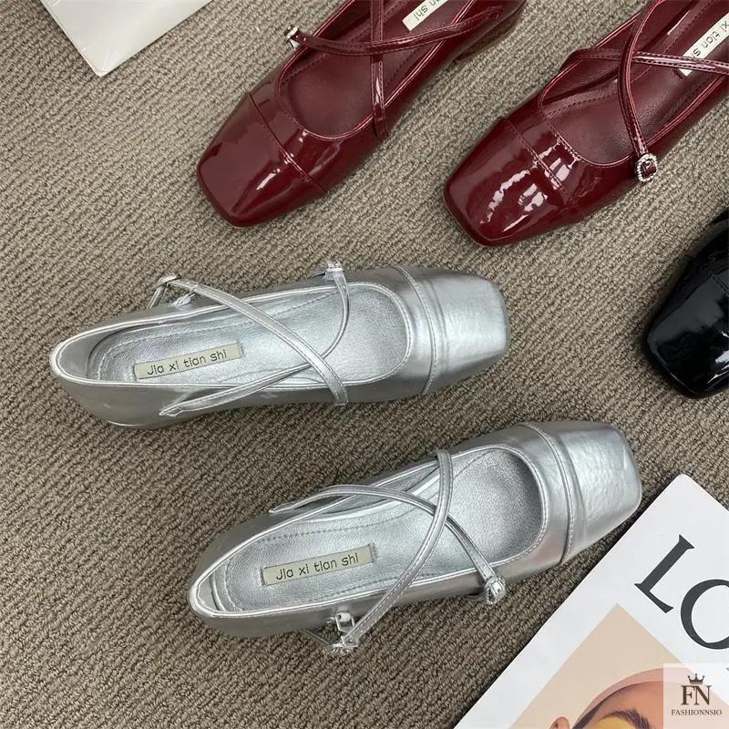 Cross Strap Mary Jane Flats - Fashionnsio