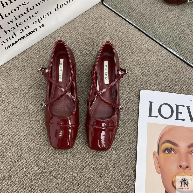 Cross Strap Mary Jane Flats - Fashionnsio