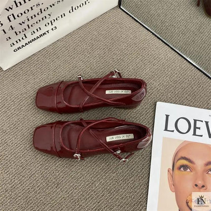 Cross Strap Mary Jane Flats - Fashionnsio