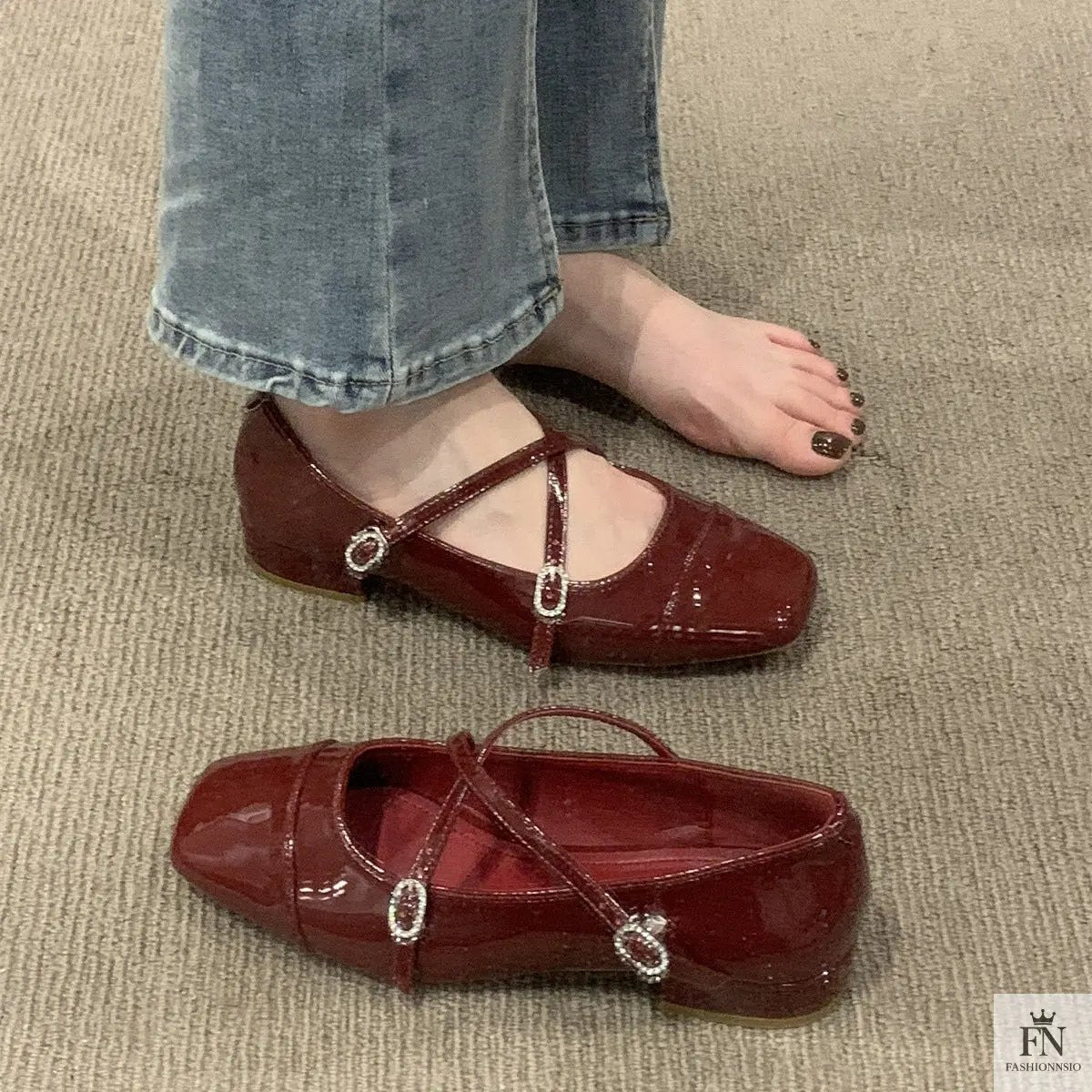 Cross Strap Mary Jane Flats - Fashionnsio