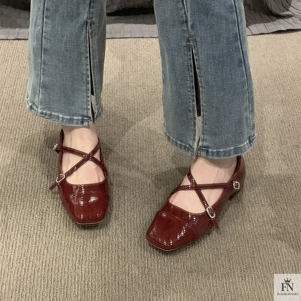 Cross Strap Mary Jane Flats - Fashionnsio