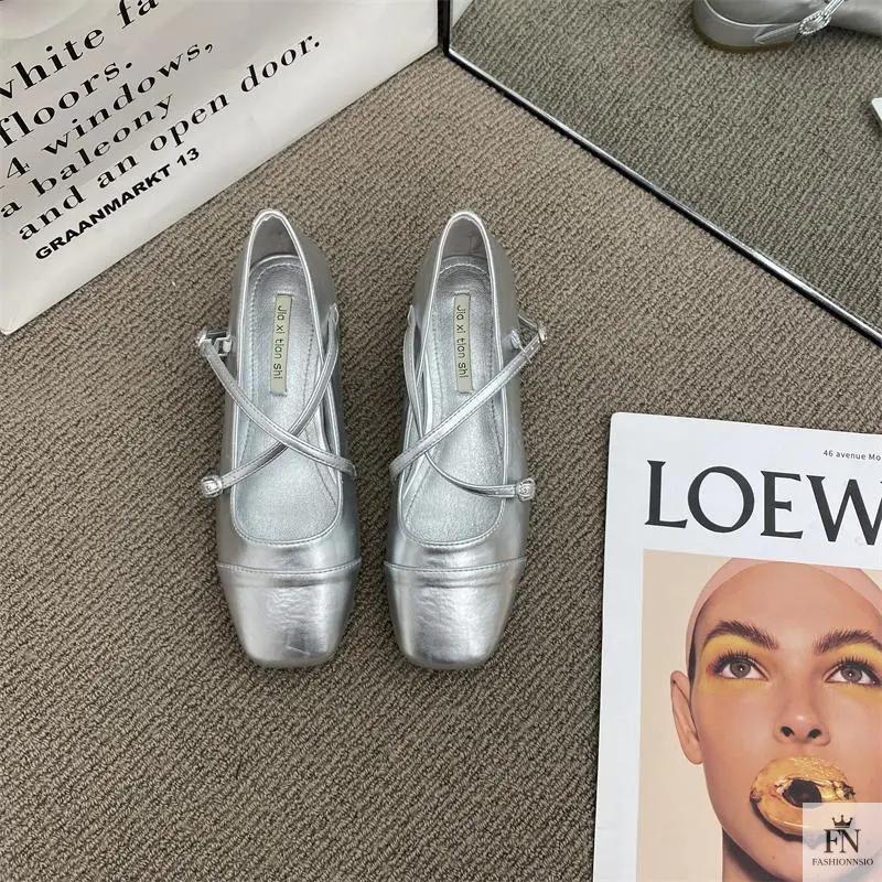 Cross Strap Mary Jane Flats - Fashionnsio