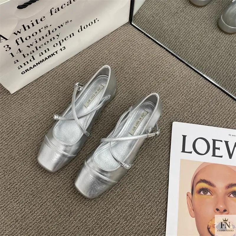Cross Strap Mary Jane Flats - Fashionnsio