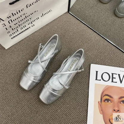 Cross Strap Mary Jane Flats - Fashionnsio