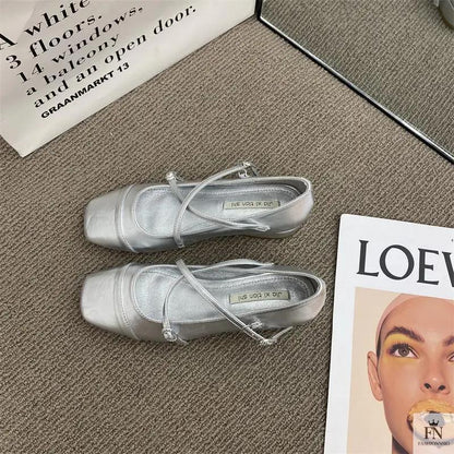 Cross Strap Mary Jane Flats - Fashionnsio