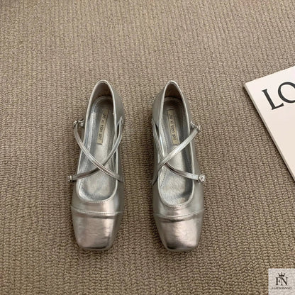 Cross Strap Mary Jane Flats - Fashionnsio
