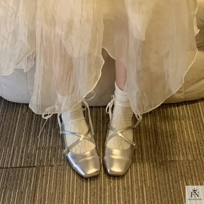 Cross Strap Mary Jane Flats - Fashionnsio