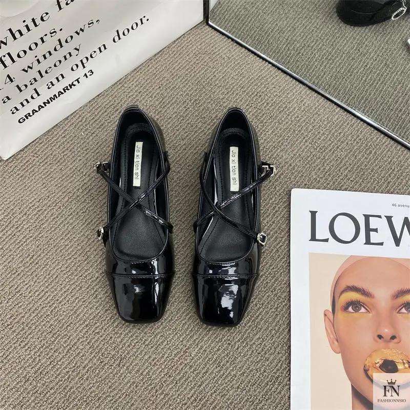 Cross Strap Mary Jane Flats - Fashionnsio