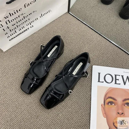Cross Strap Mary Jane Flats - Fashionnsio