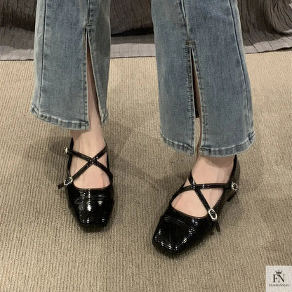 Cross Strap Mary Jane Flats - Fashionnsio