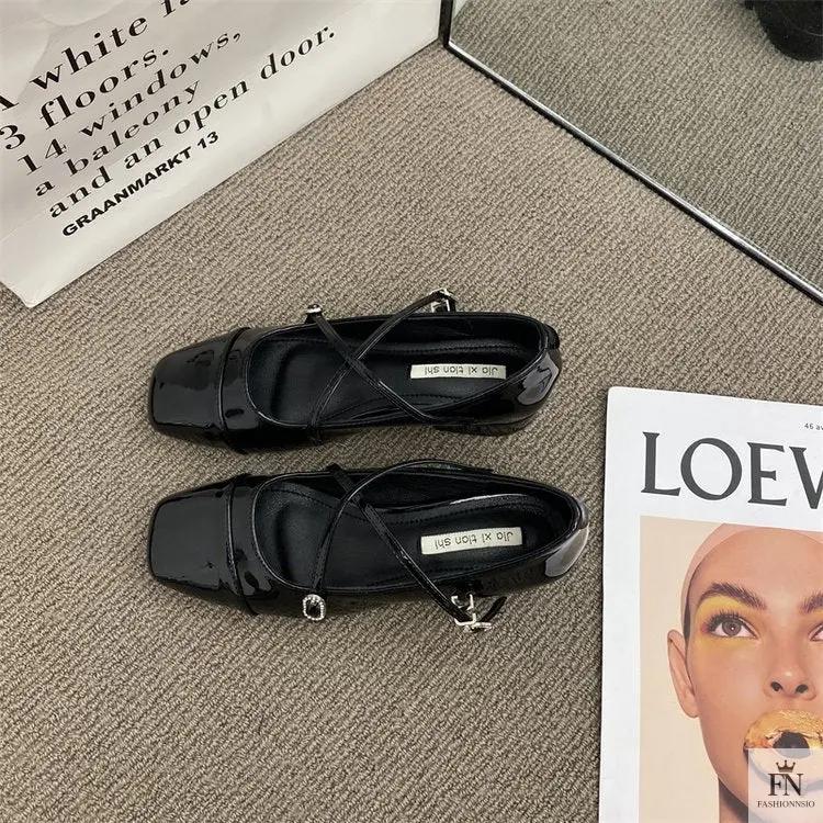 Cross Strap Mary Jane Flats - Fashionnsio