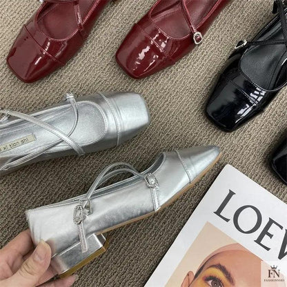 Cross Strap Mary Jane Flats - Fashionnsio