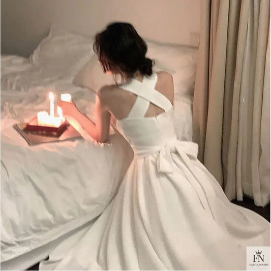 Cross Strap Waist Midi Dress - Fashionnsio