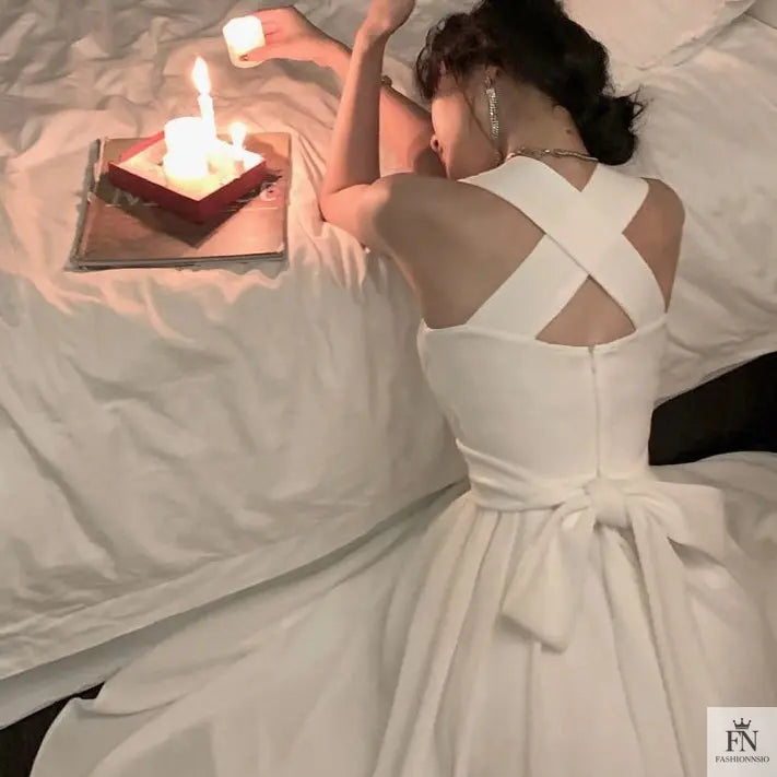 Cross Strap Waist Midi Dress - Fashionnsio