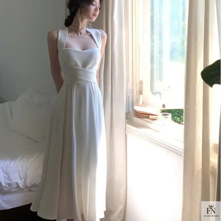 Cross Strap Waist Midi Dress - Fashionnsio