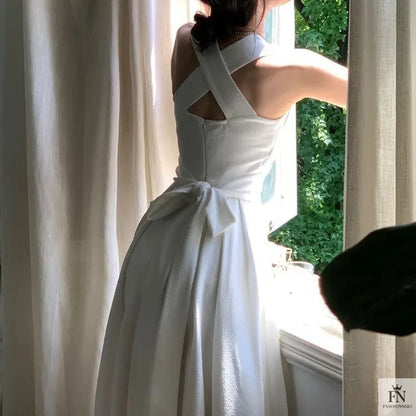 Cross Strap Waist Midi Dress - Fashionnsio