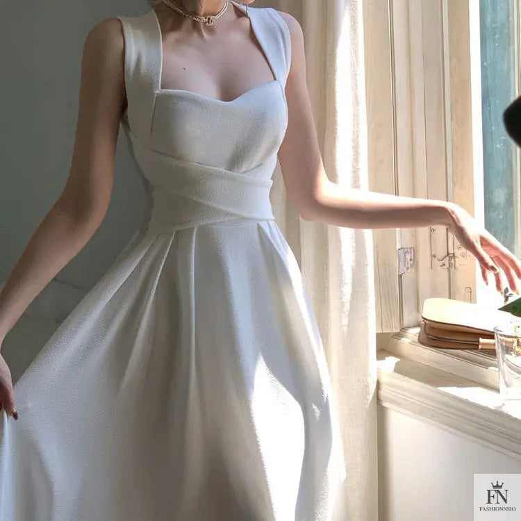 Cross Strap Waist Midi Dress - Fashionnsio