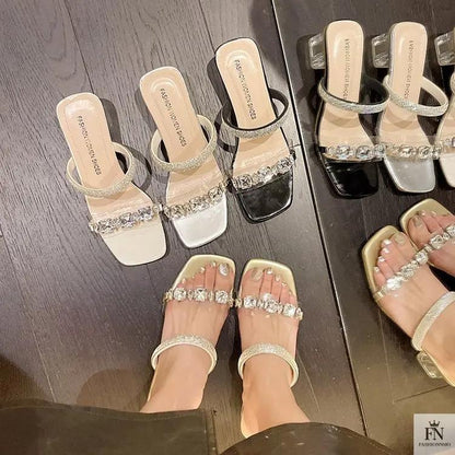 Crystal Embellish Flat Sandals - Fashionnsio