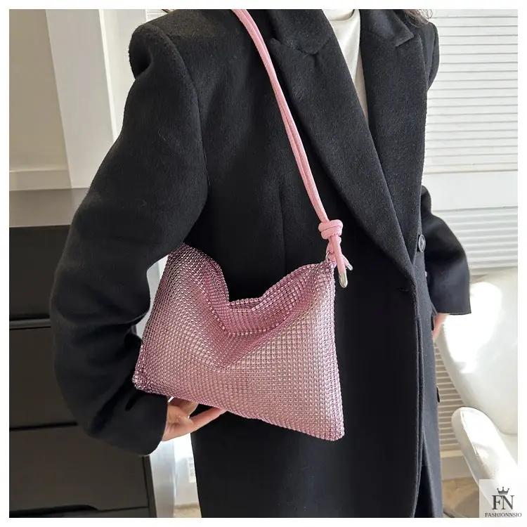 Crystal Inlaid Knot Shoulder Bags - Fashionnsio