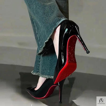 Crystal Studded Red Bottom Heels - Fashionnsio