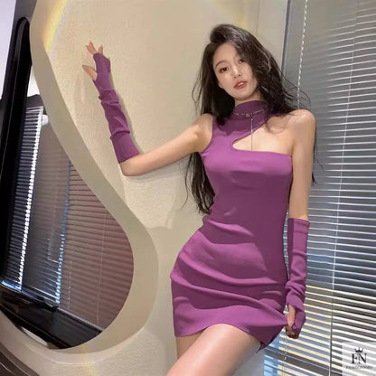 Cut-Out Mini Dress with Sleeves