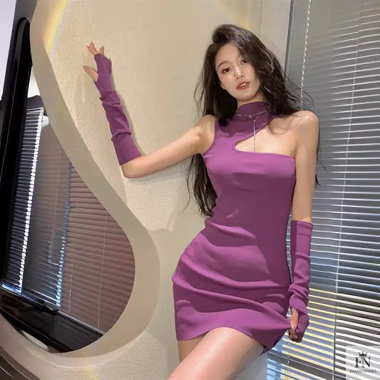 Cut-Out Mini Dress with Sleeves fashionnsio