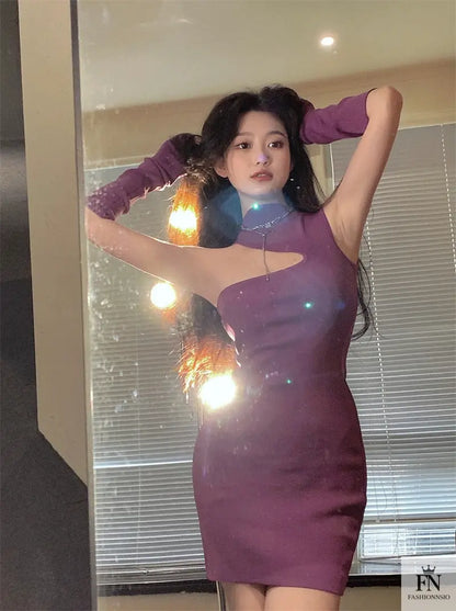 Cut-Out Mini Dress with Sleeves