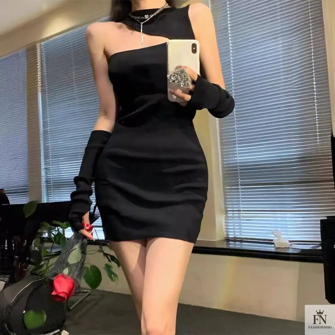 Cut-Out Mini Dress with Sleeves