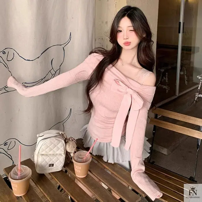 Cute Off-shoulder Bow Top - Fashionnsio