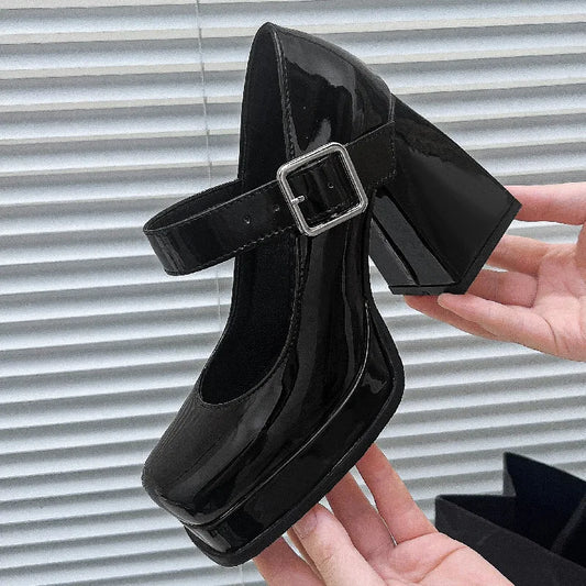 French Buckle Platform Heels fashionnsio