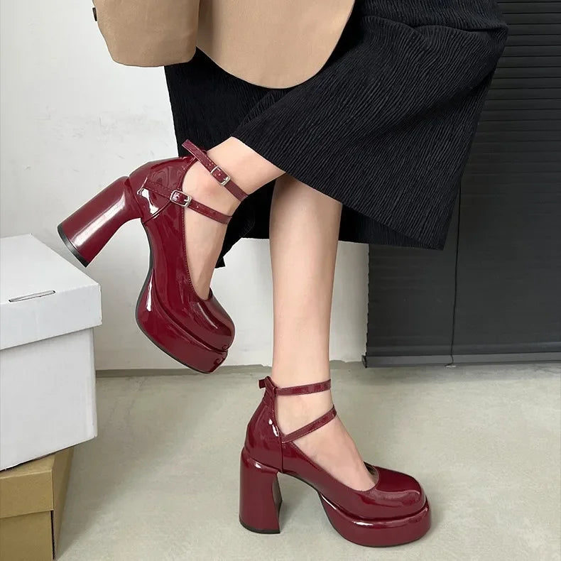 Mary Jane Ankle Strap Chunky Heels