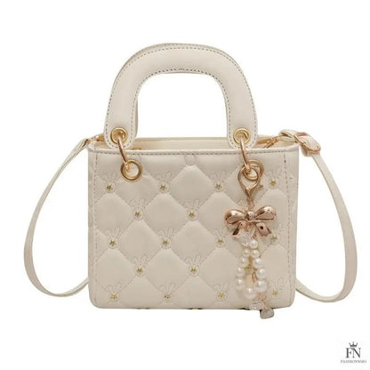 Quilted Diamond Embroidered Handbags - Fashionnsio