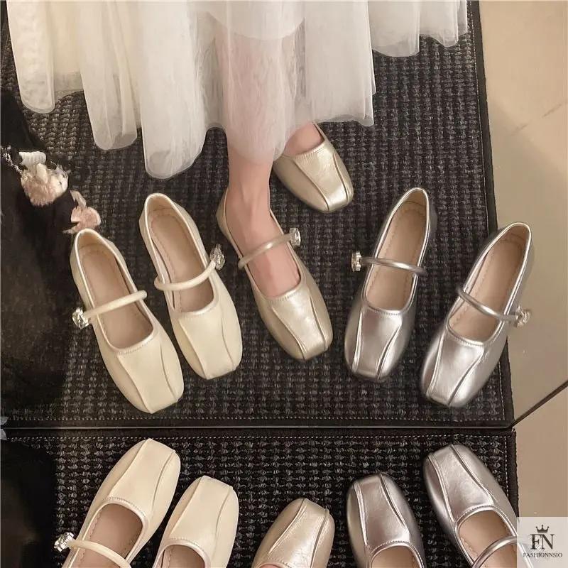 Diamond Strap Ballerina Flats - Fashionnsio