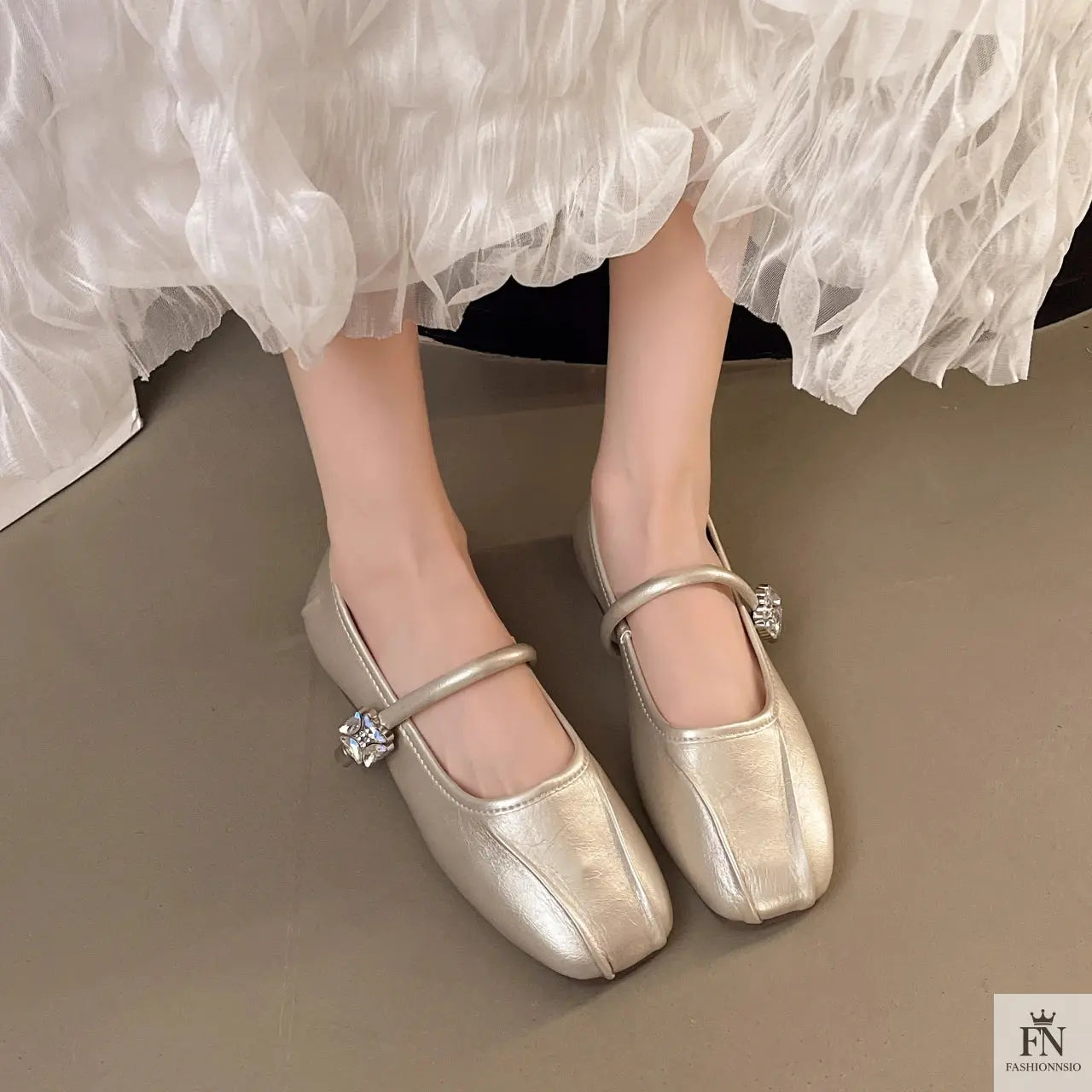 Diamond Strap Ballerina Flats - Fashionnsio