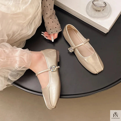 Diamond Strap Ballerina Flats - Fashionnsio