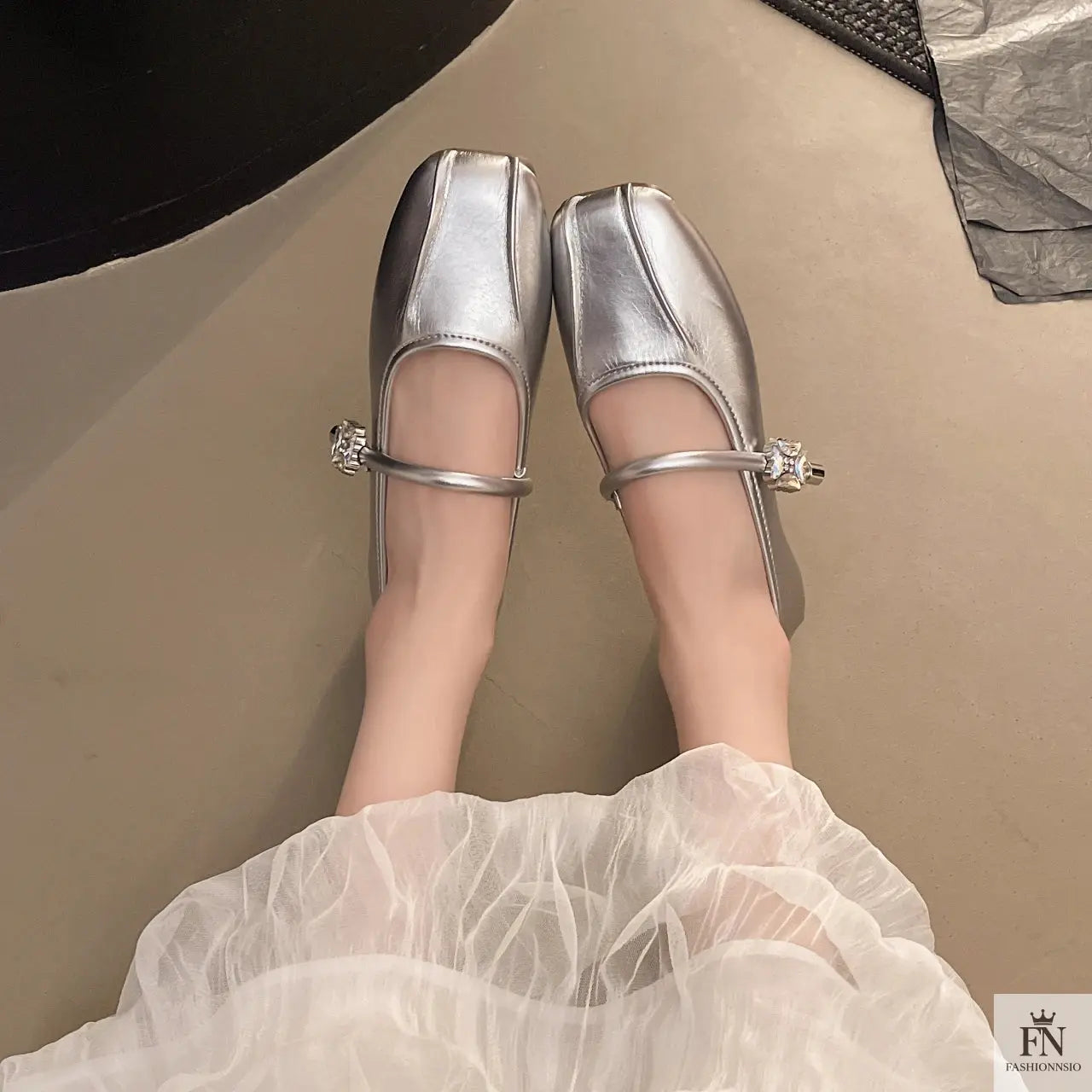 Diamond Strap Ballerina Flats - Fashionnsio